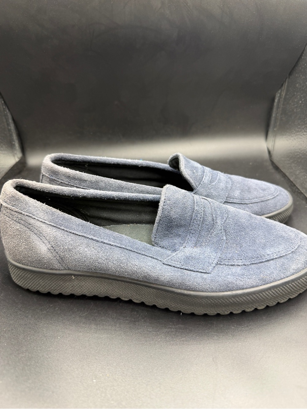 Aersoles men’s Suede Slip-On Loafers in Slate Blue